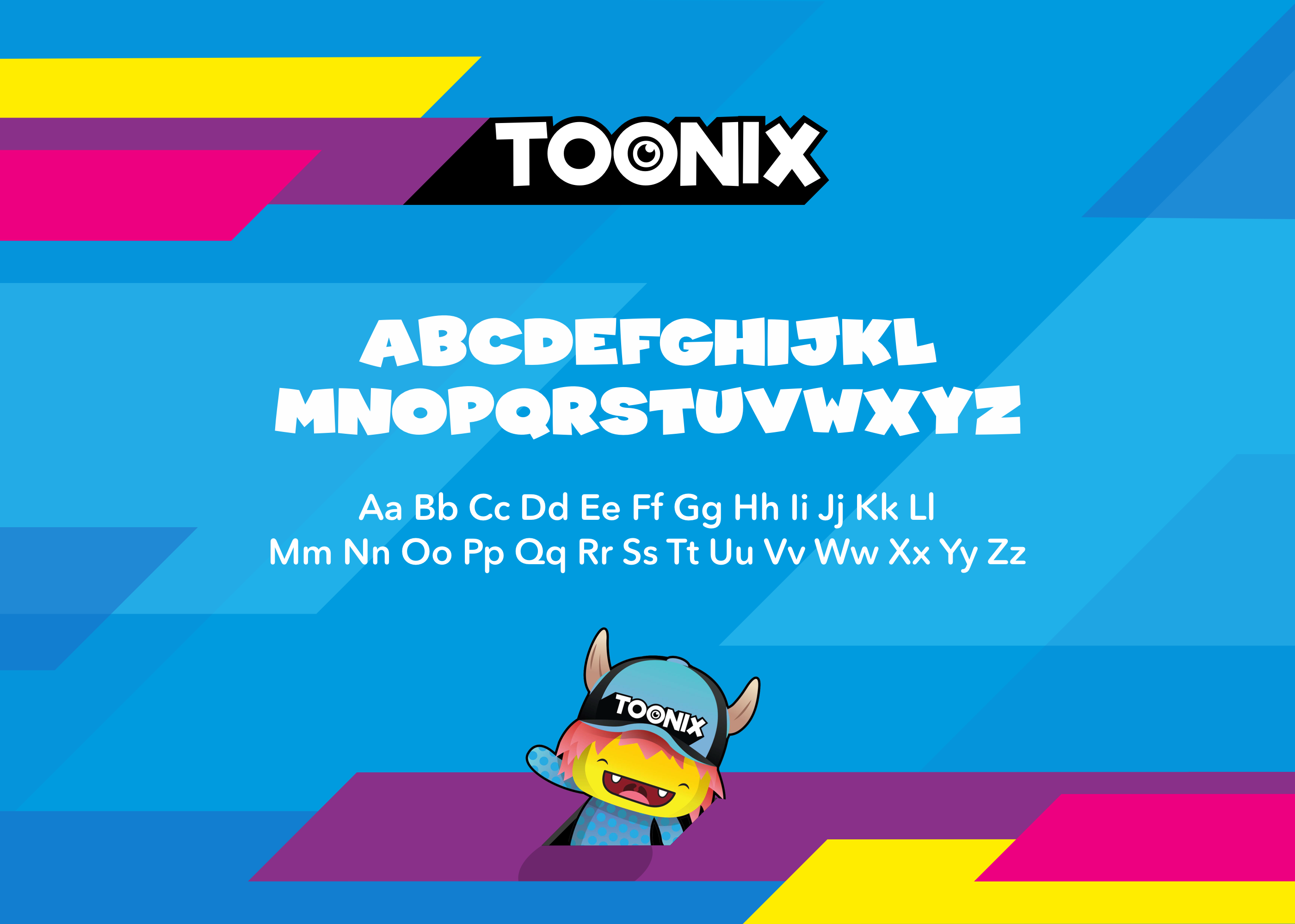 Toonix logo, fonts, colours and shards.